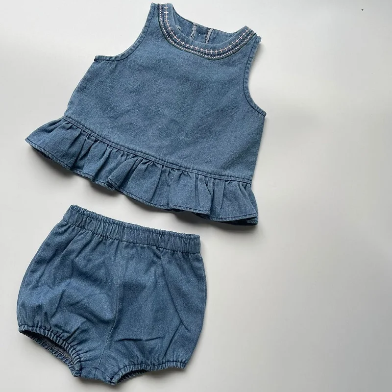 Summer Baby Clothes Embroidered Soft & Breathable Baby Denim Vest Shorts Sweet Beauty Children's Sleeveless Shorts Set 1-3Y
Summer Baby Clothes Embroidered Soft & Breathable Baby Denim Vest Shorts Sweet Beauty Children's Sleeveless Shorts Set 1-3Y