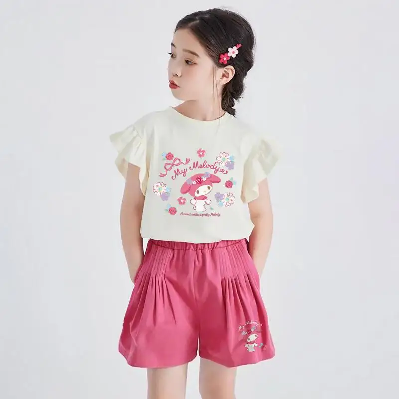 Sanrio My Melody Girl, костюм из чистого хлопка, летняя футболка, шорты, комплект из двух предметов, Kawaii, аниме, модная детская одежда для отдыха, новинка
Sanrio My Melody Girl, костюм из чистого хлопка, летняя футболка, шорты, комплект из двух предметов, Kawaii, аниме, модная детская одежда для отдыха, новинка