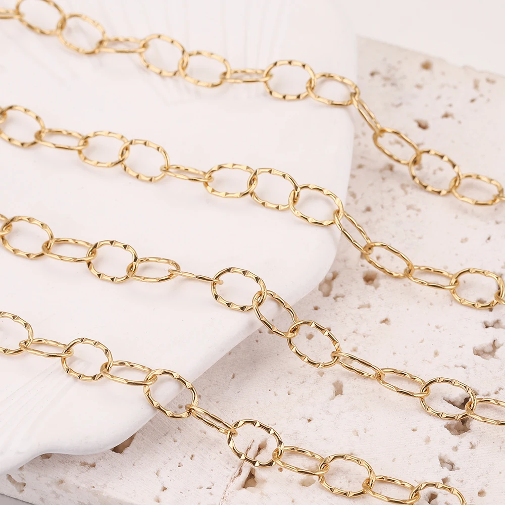 1M 6mm Width Gold-Plate Stainless Steel Chain Circle Oval Link Texture chains for Jewelry Making Findings Necklace DIY Wholesale
1M 6mm Width Gold-Plate Stainless Steel Chain Circle Oval Link Texture chains for Jewelry Making Findings Necklace DIY Wholesale