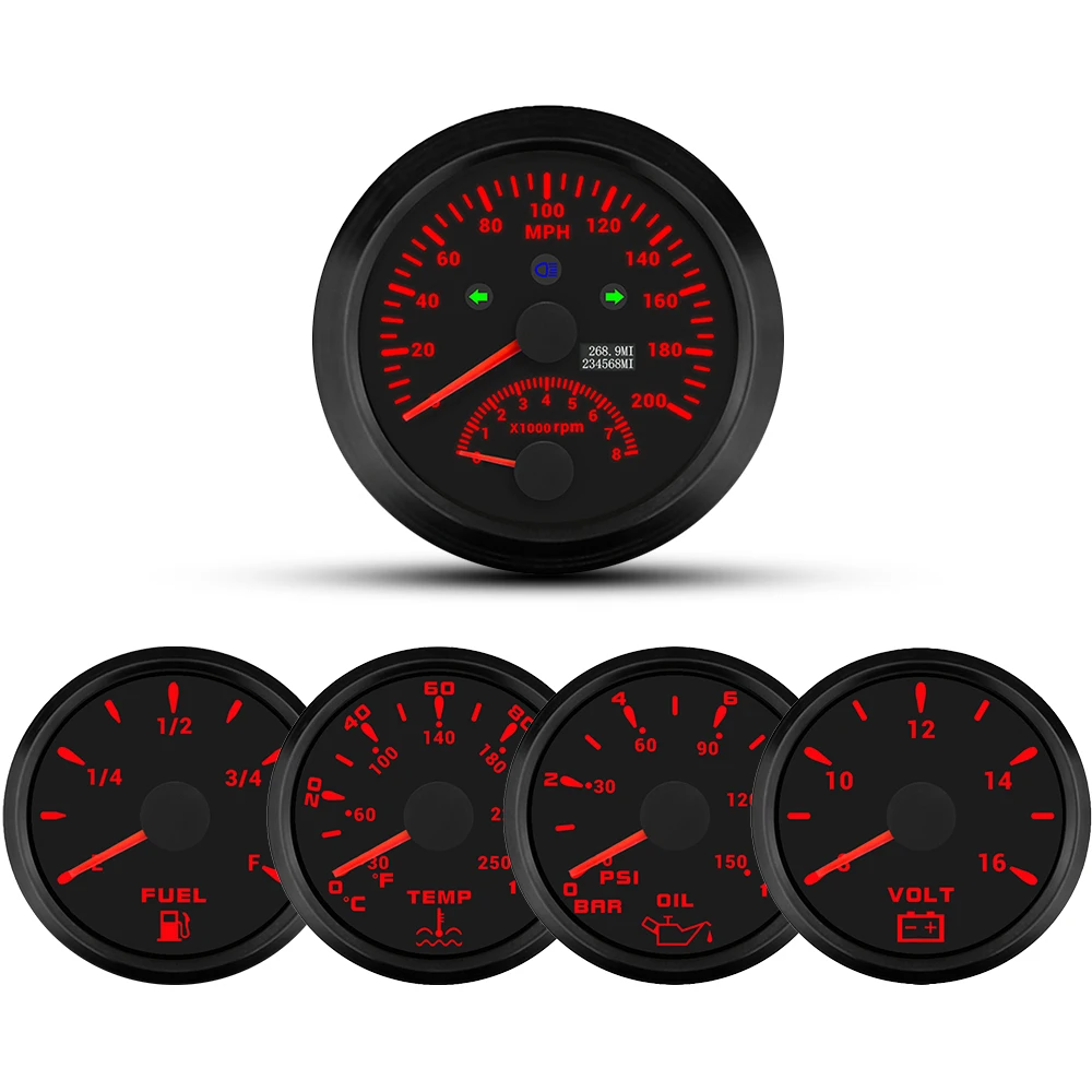 ELING 85mm GPS Speedometer 120MPH 200MPH with Tachometer with 52mm Water Temp Oil Pressure Fuel Level Voltmeter for Boat Cars
ELING 85mm GPS Speedometer 120MPH 200MPH with Tachometer with 52mm Water Temp Oil Pressure Fuel Level Voltmeter for Boat Cars