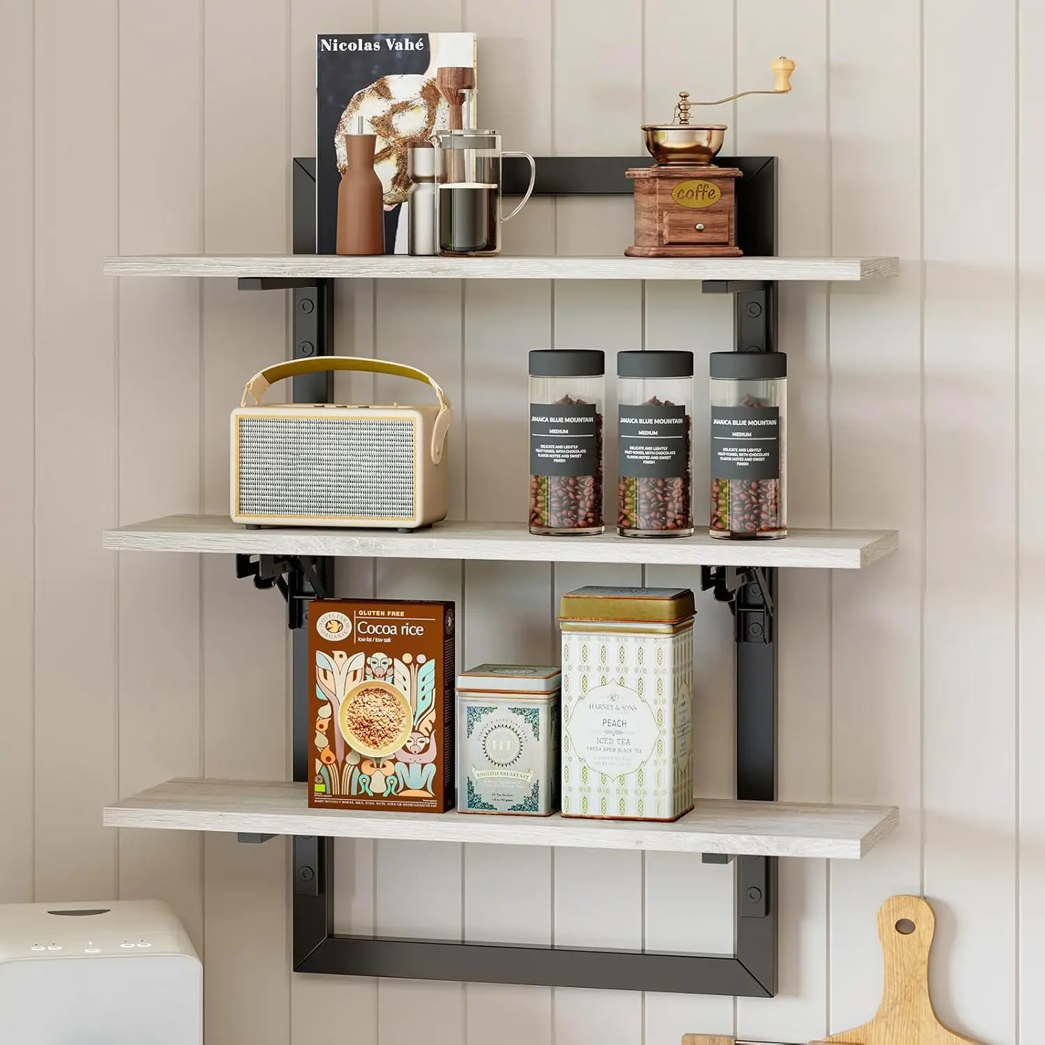 Floating Shelves for Wall, 24 inch Kitchen Shelves Wall Mounted, 3 Tier Coffee Bar Shelf with Foldable Brackets, Indust
Floating Shelves for Wall, 24 inch Kitchen Shelves Wall Mounted, 3 Tier Coffee Bar Shelf with Foldable Brackets, Indust