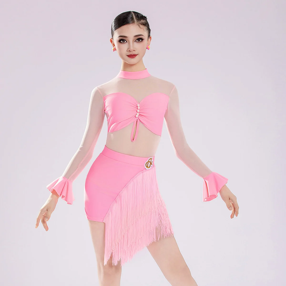 Kids Girls Latin Dancewear Practice Mesh Back Zipper Bodysuit and Tassel Bodycon Skirt Rumba Chacha Dance Competition Costume
Kids Girls Latin Dancewear Practice Mesh Back Zipper Bodysuit and Tassel Bodycon Skirt Rumba Chacha Dance Competition Costume