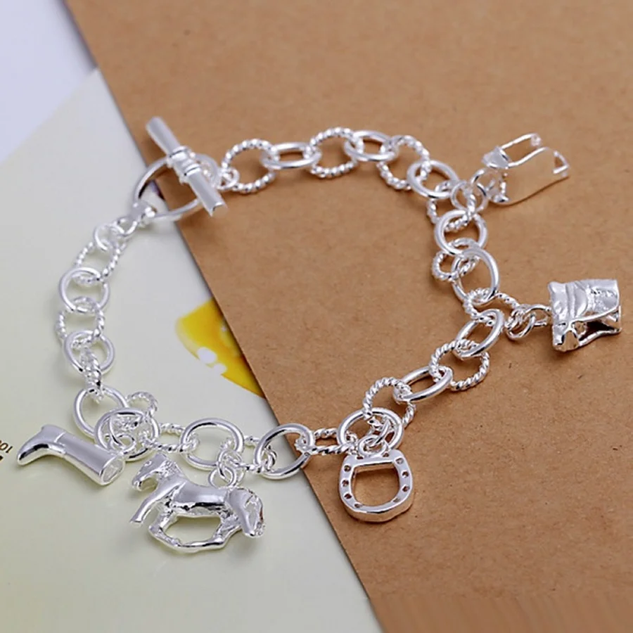 JewelryTop women lady 925 Silver Color Charms horse Jewelry fashion high quality valentine gift beautiful Bracelets cute
JewelryTop women lady 925 Silver Color Charms horse Jewelry fashion high quality valentine gift beautiful Bracelets cute