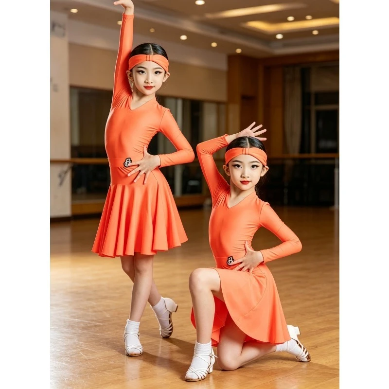 Kids Girls Latin Dance Dress Ballroom Dancewear Long Sleeve V Neck Swing Skirt For Training Practice Competition Party Show
Kids Girls Latin Dance Dress Ballroom Dancewear Long Sleeve V Neck Swing Skirt For Training Practice Competition Party Show
