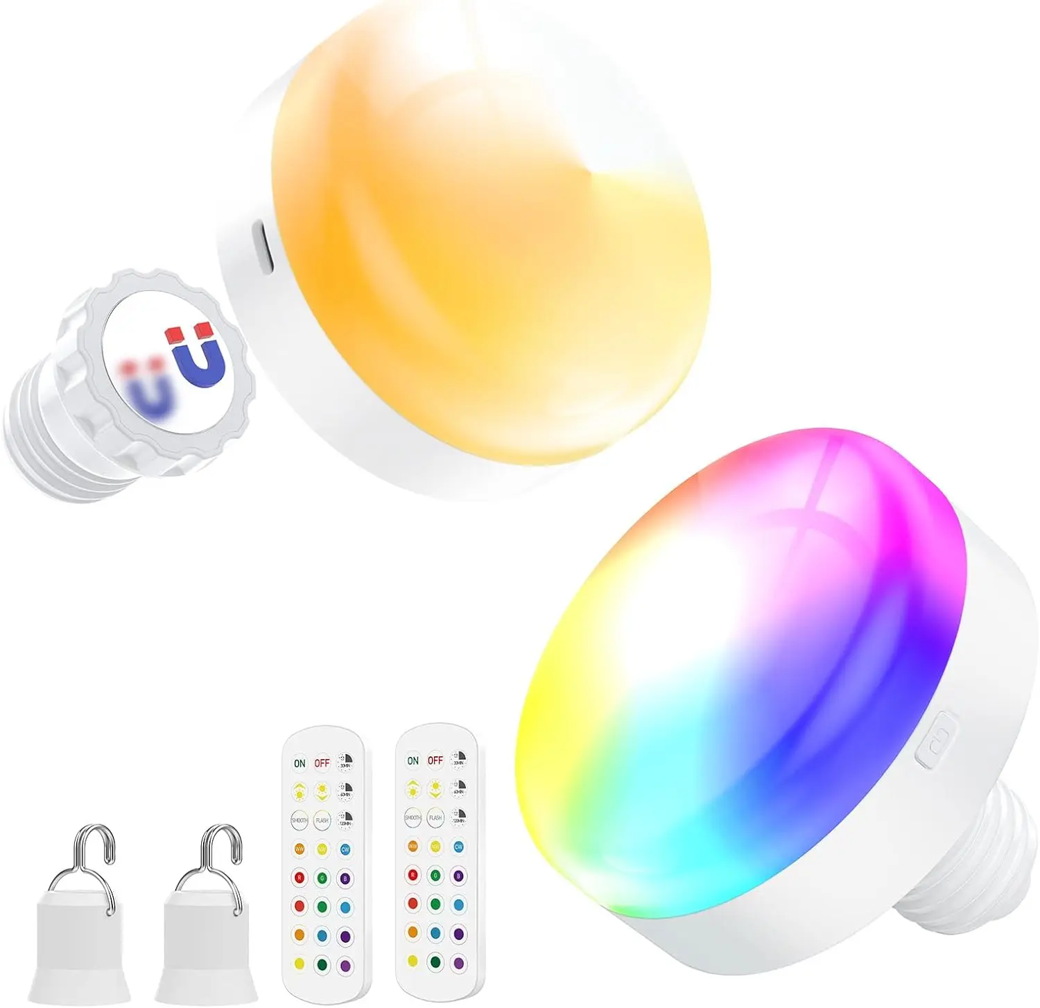 Rechargeable Battery Operated Light Bulbs - Set of 2, Dimmable with Remote, 3 Color Options & Timer for Bedroom & Living Room
Rechargeable Battery Operated Light Bulbs - Set of 2, Dimmable with Remote, 3 Color Options & Timer for Bedroom & Living Room