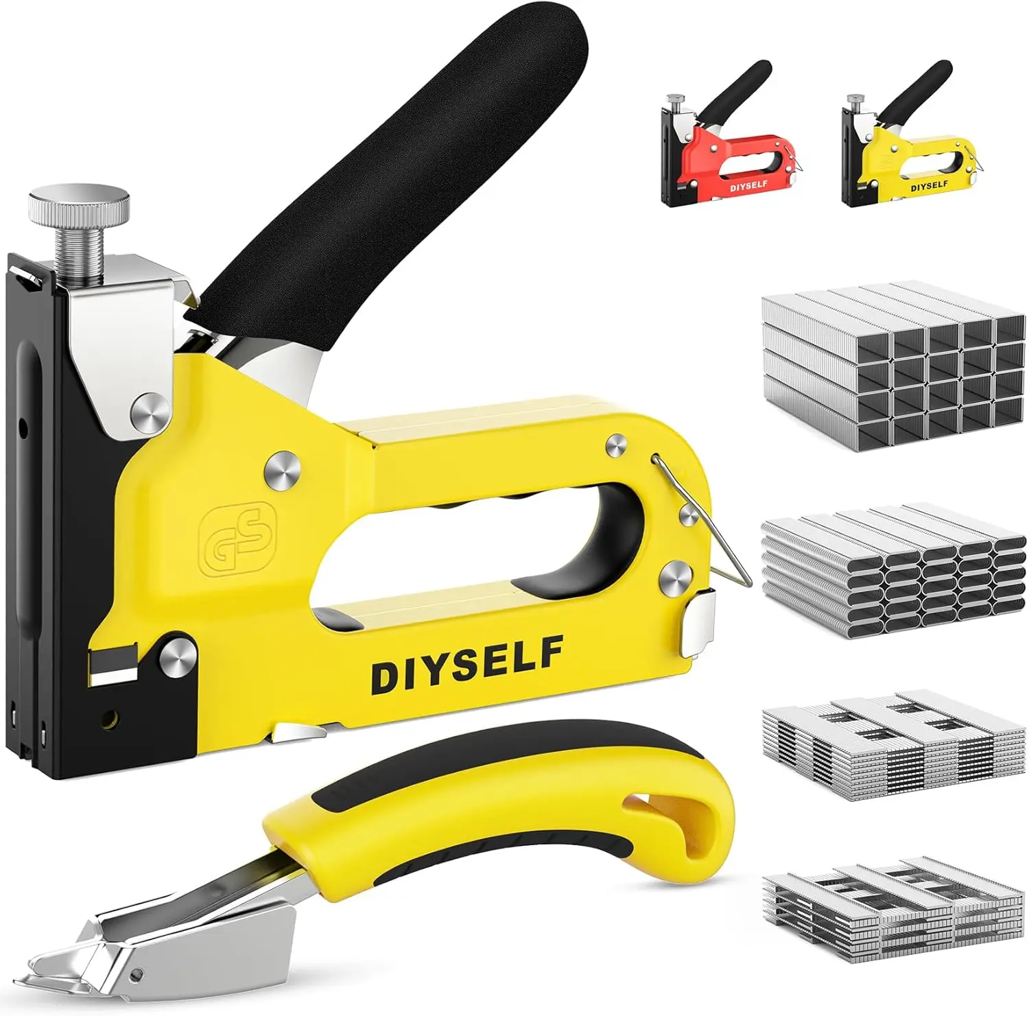 Heavy Duty 4-in-1 Upholstery Staple Gun with 4000 Staples & Remover for Wood, Fabric, Carpet, Wire - DIY Tool Gift
Heavy Duty 4-in-1 Upholstery Staple Gun with 4000 Staples & Remover for Wood, Fabric, Carpet, Wire - DIY Tool Gift