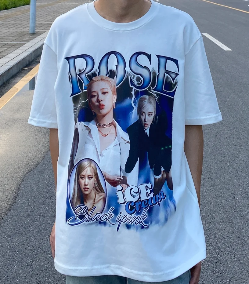 Blue Park Caiying Rose Pattern White Ink Direct Injection Printing Crew Neck Short Sleeve T-Shirt High Street American Casual
Blue Park Caiying Rose Pattern White Ink Direct Injection Printing Crew Neck Short Sleeve T-Shirt High Street American Casual