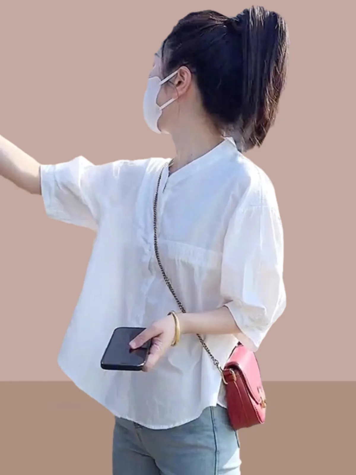 Летняя тонкая женская рубашка с коротким рукавом, свободного кроя, скрывающая живот, с рукавом до локтя, белая, в корейском стиле, с круглым вырезом, стандартной длины
Летняя тонкая женская рубашка с коротким рукавом, свободного кроя, скрывающая живот, с рукавом до локтя, белая, в корейском стиле, с круглым вырезом, стандартной длины