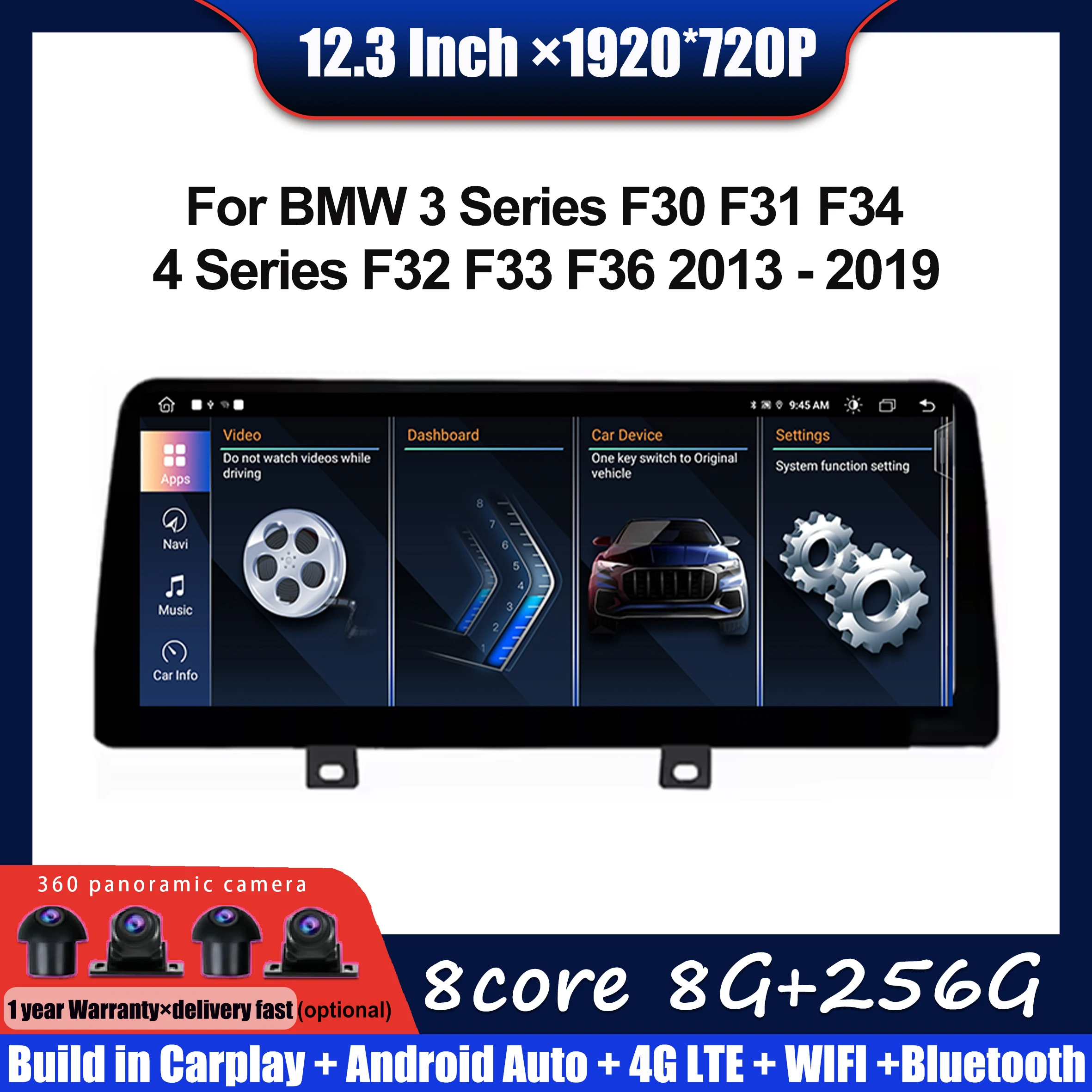 LHD 12.3“For BMW 3 Series F30 F31 F34 / 4 Series F32 F33 F36 2013-2019 Carplay Android Auto Video Player GPS Navigation WIFI DSP
LHD 12.3“For BMW 3 Series F30 F31 F34 / 4 Series F32 F33 F36 2013-2019 Carplay Android Auto Video Player GPS Navigation WIFI DSP