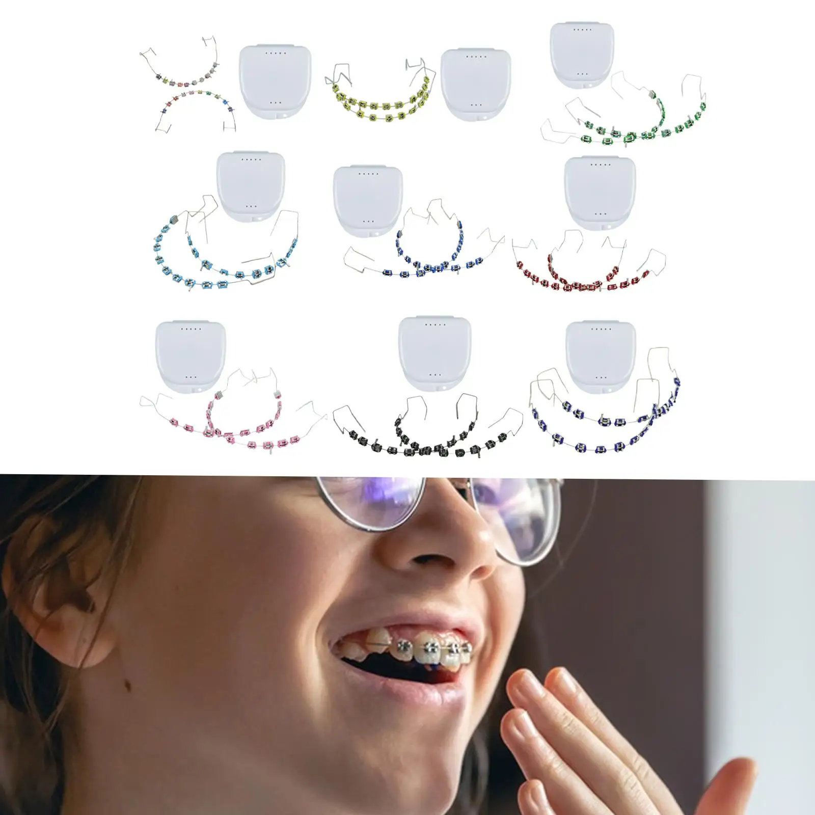 Colorful Metal Wires Fashionable Brace Temporary Tooth Decoration Orthodontic Dental Practice Set for Costume Use
Colorful Metal Wires Fashionable Brace Temporary Tooth Decoration Orthodontic Dental Practice Set for Costume Use