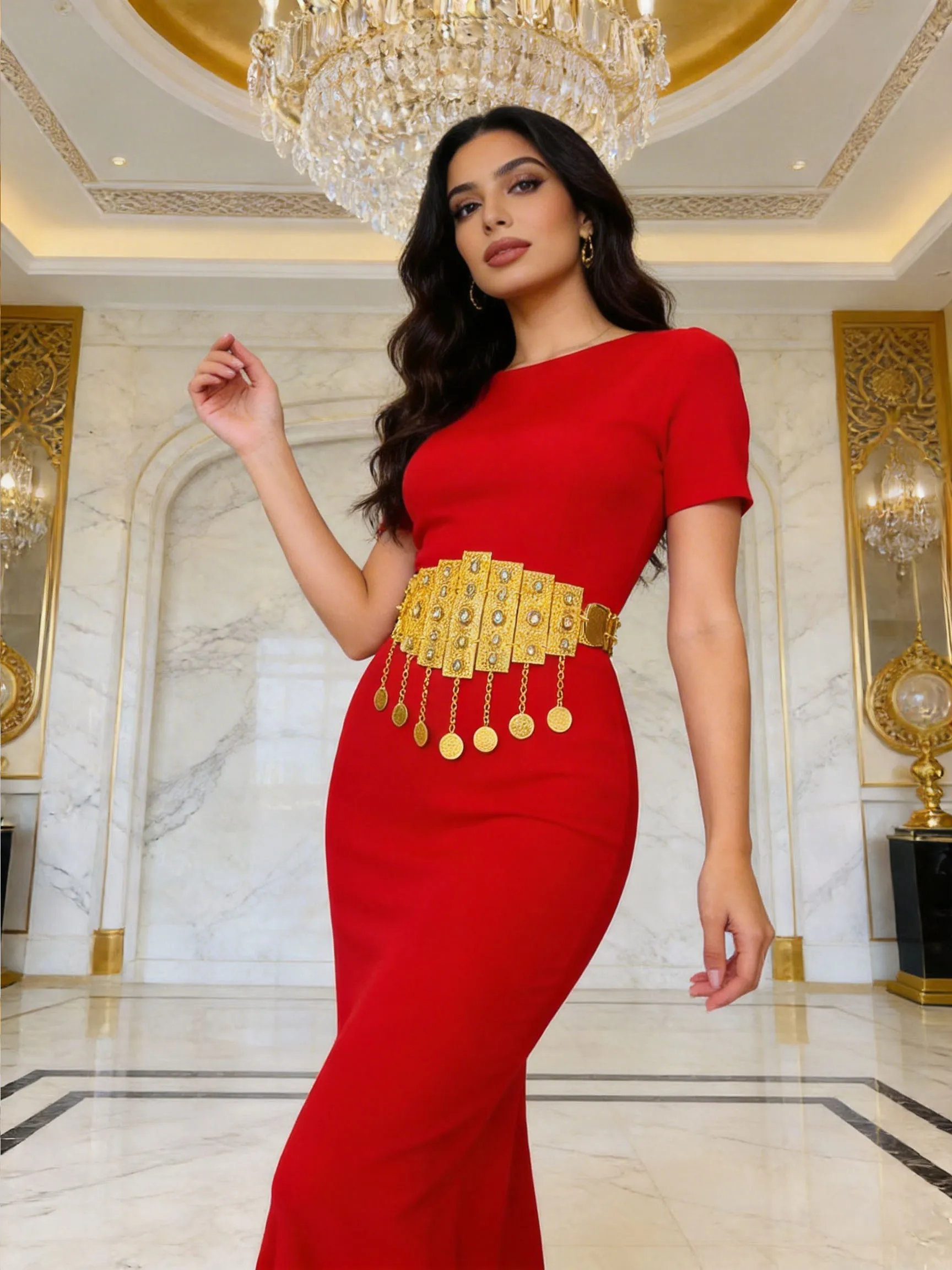 Bohemian Style Gold Geometric Coin Rhinestone Ladies Fashion Belt Suitable for Outdoor Wedding Parties Gifts for Friends And Sis
Bohemian Style Gold Geometric Coin Rhinestone Ladies Fashion Belt Suitable for Outdoor Wedding Parties Gifts for Friends And Sis
