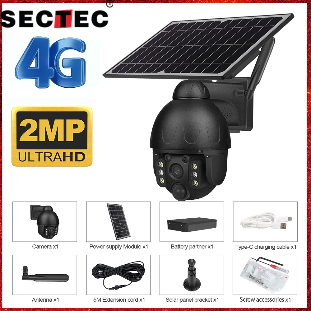 SECTEC 4G SIM 2MP Солнечная беспроводная наружная домашняя камера безопасности PTZ Металлическая 8 Вт солнечная панель камера видеонаблюдения работает с UBOX
SECTEC 4G SIM 2MP Солнечная беспроводная наружная домашняя камера безопасности PTZ Металлическая 8 Вт солнечная панель камера видеонаблюдения работает с UBOX