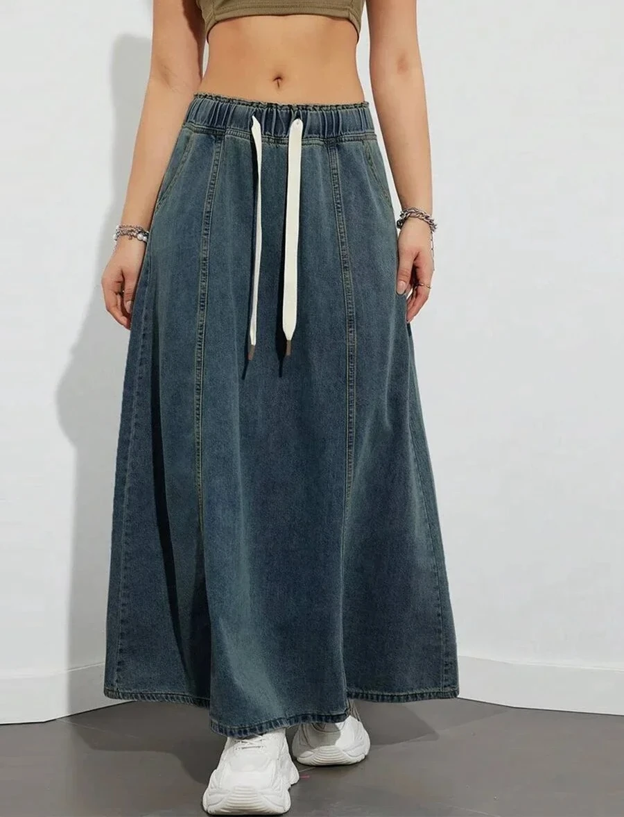 Harajuku Denim Skirt Aesthetic Elastic Drawstring High Waist A Line Flare Jean Skirt Ladies Vintage Skirts Streetwear
Harajuku Denim Skirt Aesthetic Elastic Drawstring High Waist A Line Flare Jean Skirt Ladies Vintage Skirts Streetwear