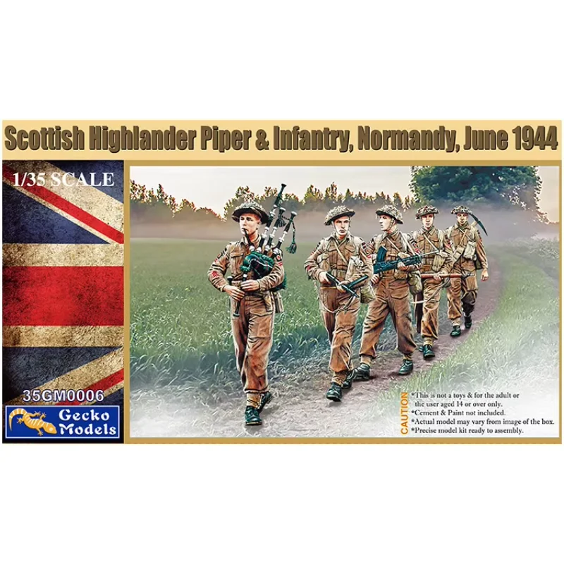 Gecko model 1/35 assembly model DIy toys 35GM0006 Scottish Highland Piper and Infantry 1944 -Scale Model Kit
Gecko model 1/35 assembly model DIy toys 35GM0006 Scottish Highland Piper and Infantry 1944 -Scale Model Kit