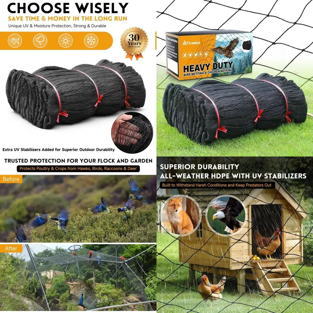 Сетка для защиты от птиц, курятников и садовых культур из HDPE, 25x50 футов, усиленная, с ячейками 1 дюйм, для защиты от птиц
Сетка для защиты от птиц, курятников и садовых культур из HDPE, 25x50 футов, усиленная, с ячейками 1 дюйм, для защиты от птиц