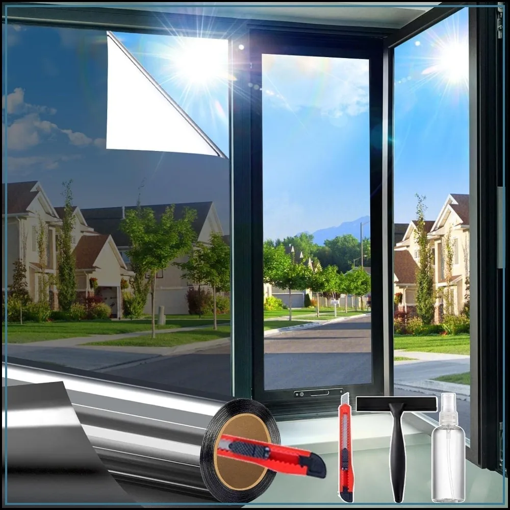 Upgraded One Way Window Privacy Film, Sun Heat Blocking Reflective Mirror Tint for Home Glass, Static Cling Removable Anti-UV Anti-Glare, 17.5" x 78.74"
Upgraded One Way Window Privacy Film, Sun Heat Blocking Reflective Mirror Tint for Home Glass, Static Cling Removable Anti-UV Anti-Glare, 17.5" x 78.74"