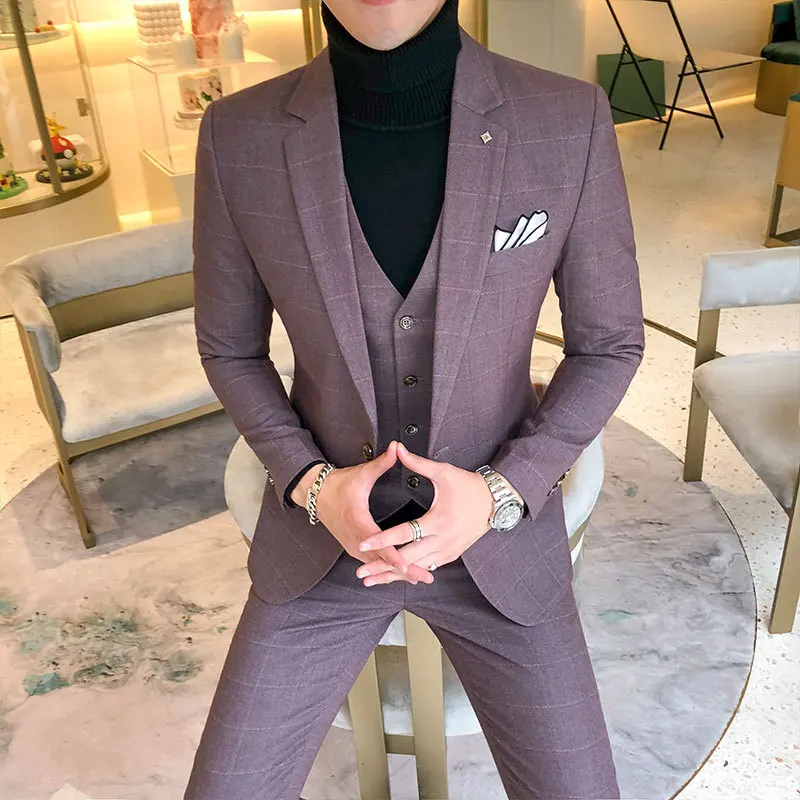 Y6092 New Men's Plaid Korean Slim Suit Three-piece Suit Professional Suit Best Man Suit Groom Wedding Suit Men's Suit
Y6092 New Men's Plaid Korean Slim Suit Three-piece Suit Professional Suit Best Man Suit Groom Wedding Suit Men's Suit