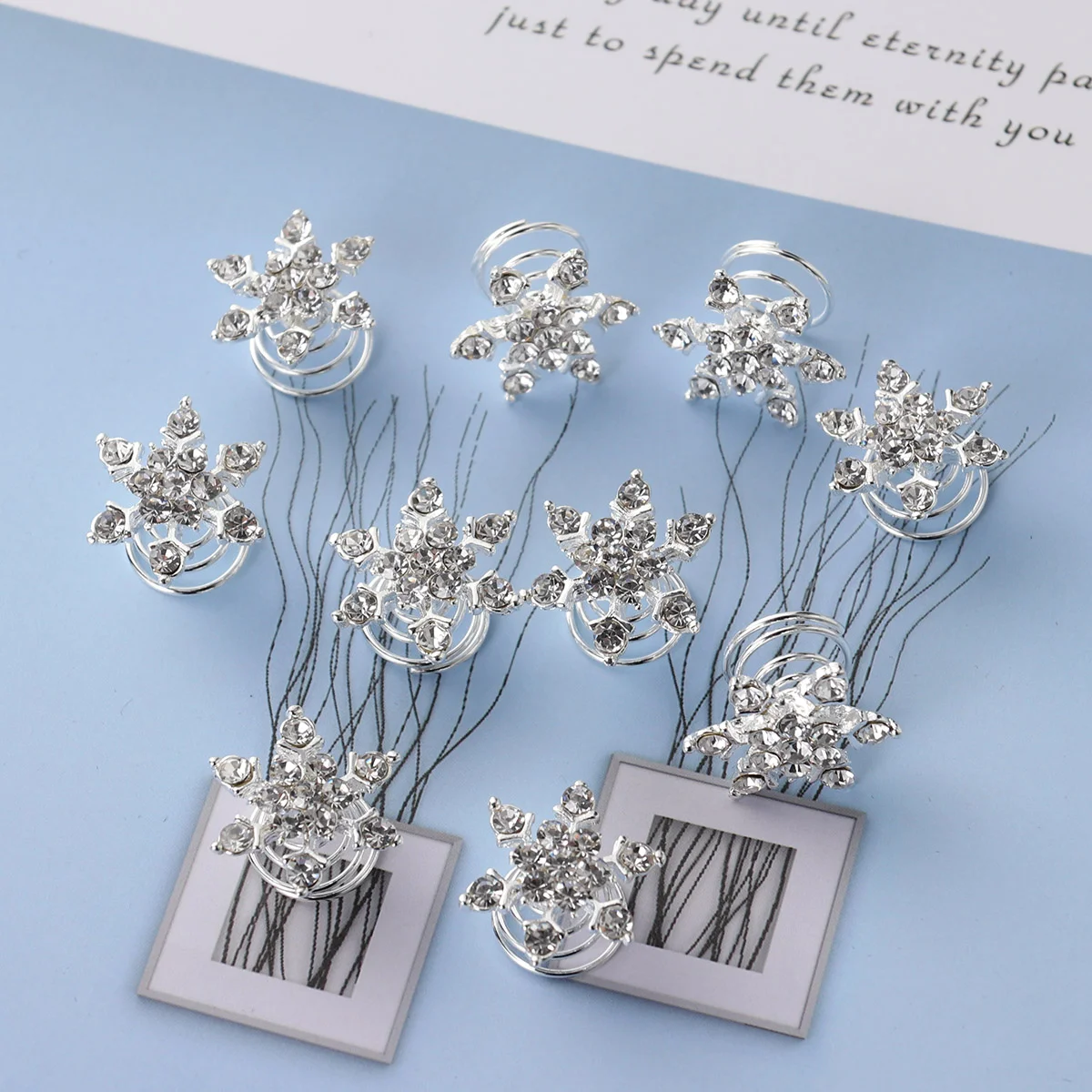 10 Pcs Hair Accessories Bride Pearl Pins Blue Snowflake Spiral Wedding Crystal Clips
10 Pcs Hair Accessories Bride Pearl Pins Blue Snowflake Spiral Wedding Crystal Clips