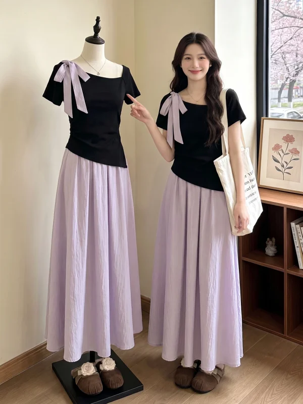 plus Size Women's Summer Fashion Set Purple Halter Neck Short Sleeve Top And Skirt Two Piece Ensemble Pear Shape Stylish Dress
plus Size Women's Summer Fashion Set Purple Halter Neck Short Sleeve Top And Skirt Two Piece Ensemble Pear Shape Stylish Dress