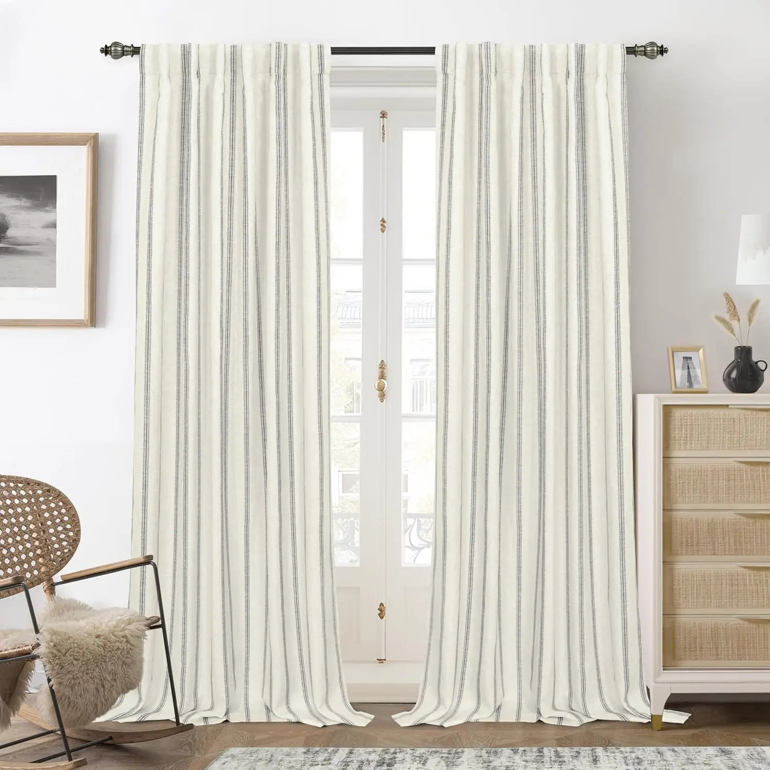 Linen Blackout Curtains 84 Inches for Bedroom Striped Thermal Insulated Sound Reducing Back Tab Drapes 2 Panels Gray
Linen Blackout Curtains 84 Inches for Bedroom Striped Thermal Insulated Sound Reducing Back Tab Drapes 2 Panels Gray