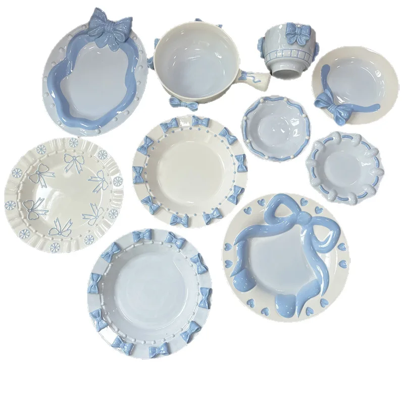 Embossed hand-painted bow plate, tableware, salad snack plate, hat, rice bowl
Embossed hand-painted bow plate, tableware, salad snack plate, hat, rice bowl