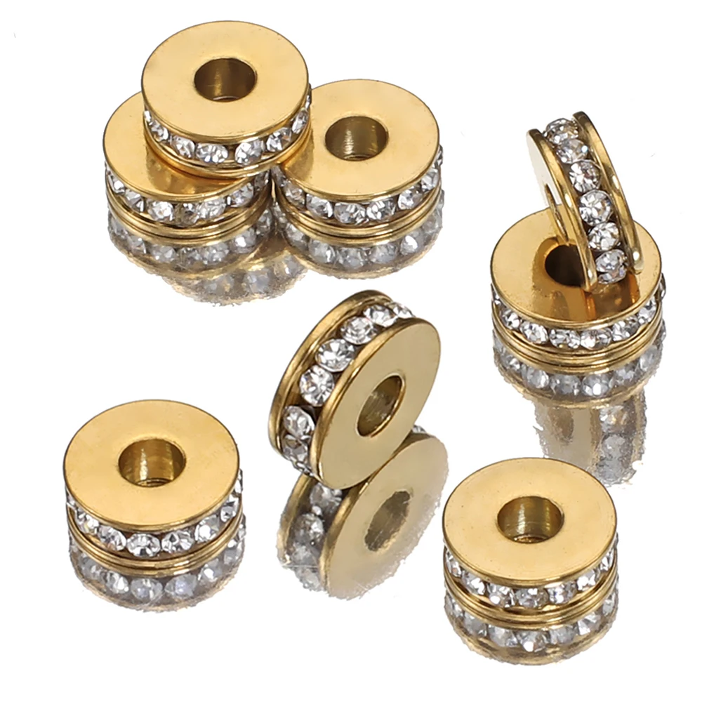 10pcs Stainless Steel Rhinestone Beads 7mm Flat Round Crystal Rondelle Spacer Bead for Jewelry Making DIY Bracelet Necklace
10pcs Stainless Steel Rhinestone Beads 7mm Flat Round Crystal Rondelle Spacer Bead for Jewelry Making DIY Bracelet Necklace