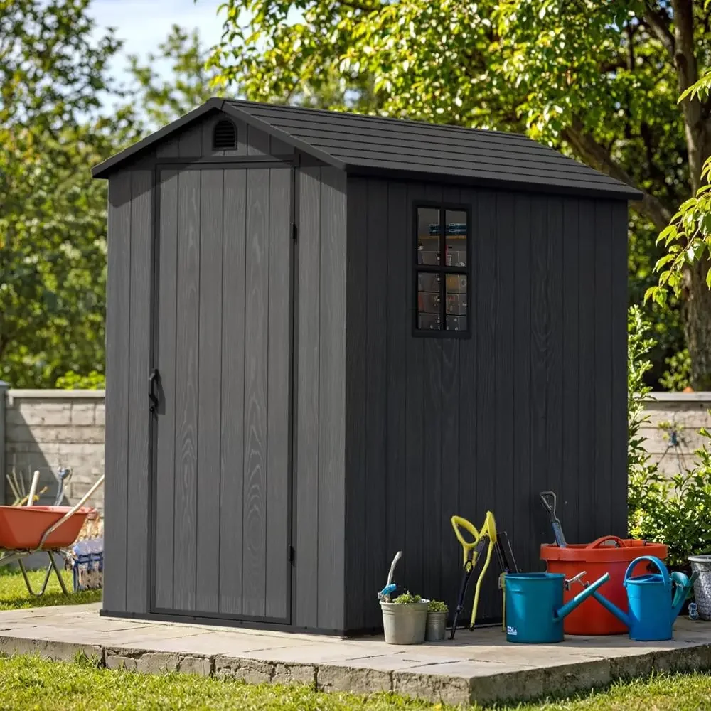 4x6T Plastic Storage Shed with loor, Resin Outdoor Storaged Sheds with Lockable Door, All Weather Tool Shed with Window and Vent
4x6T Plastic Storage Shed with loor, Resin Outdoor Storaged Sheds with Lockable Door, All Weather Tool Shed with Window and Vent