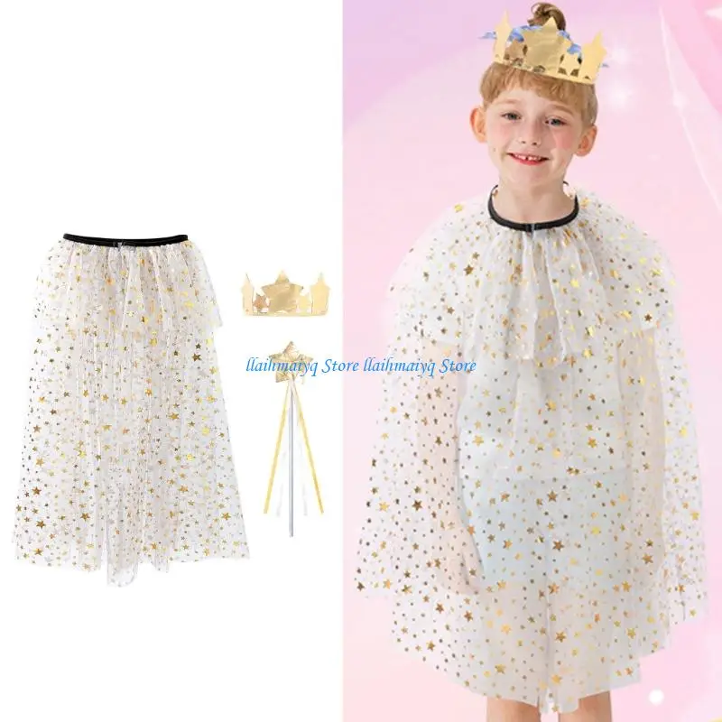 573B 2Pcs Sequins Tulle Princess Princess Cloak with Crowns Headband Princess Dressing Up Clothes for Kids Little Girls
573B 2Pcs Sequins Tulle Princess Princess Cloak with Crowns Headband Princess Dressing Up Clothes for Kids Little Girls