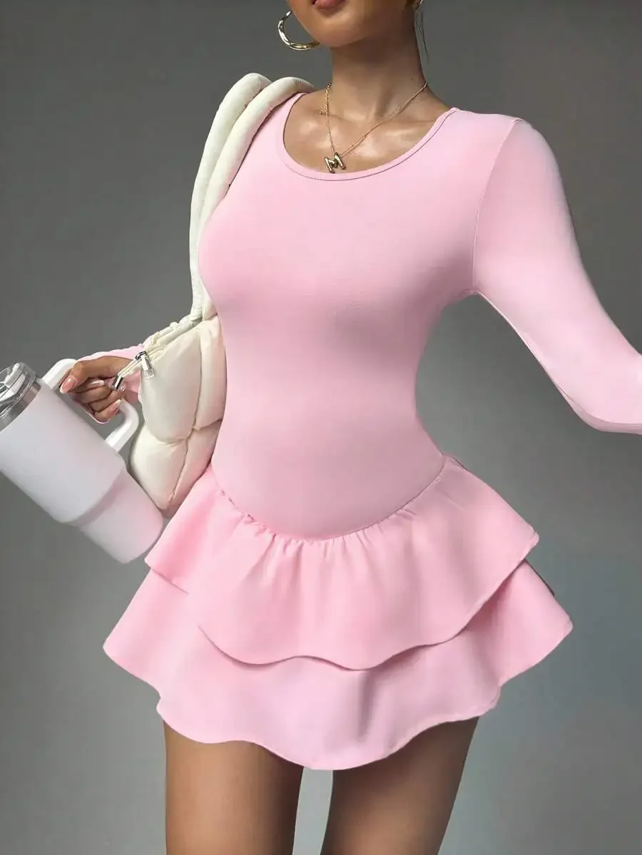 Pink Long Sleeve Ruffle Skirt Sports Dress For Women Breathable Quick Dry
Pink Long Sleeve Ruffle Skirt Sports Dress For Women Breathable Quick Dry