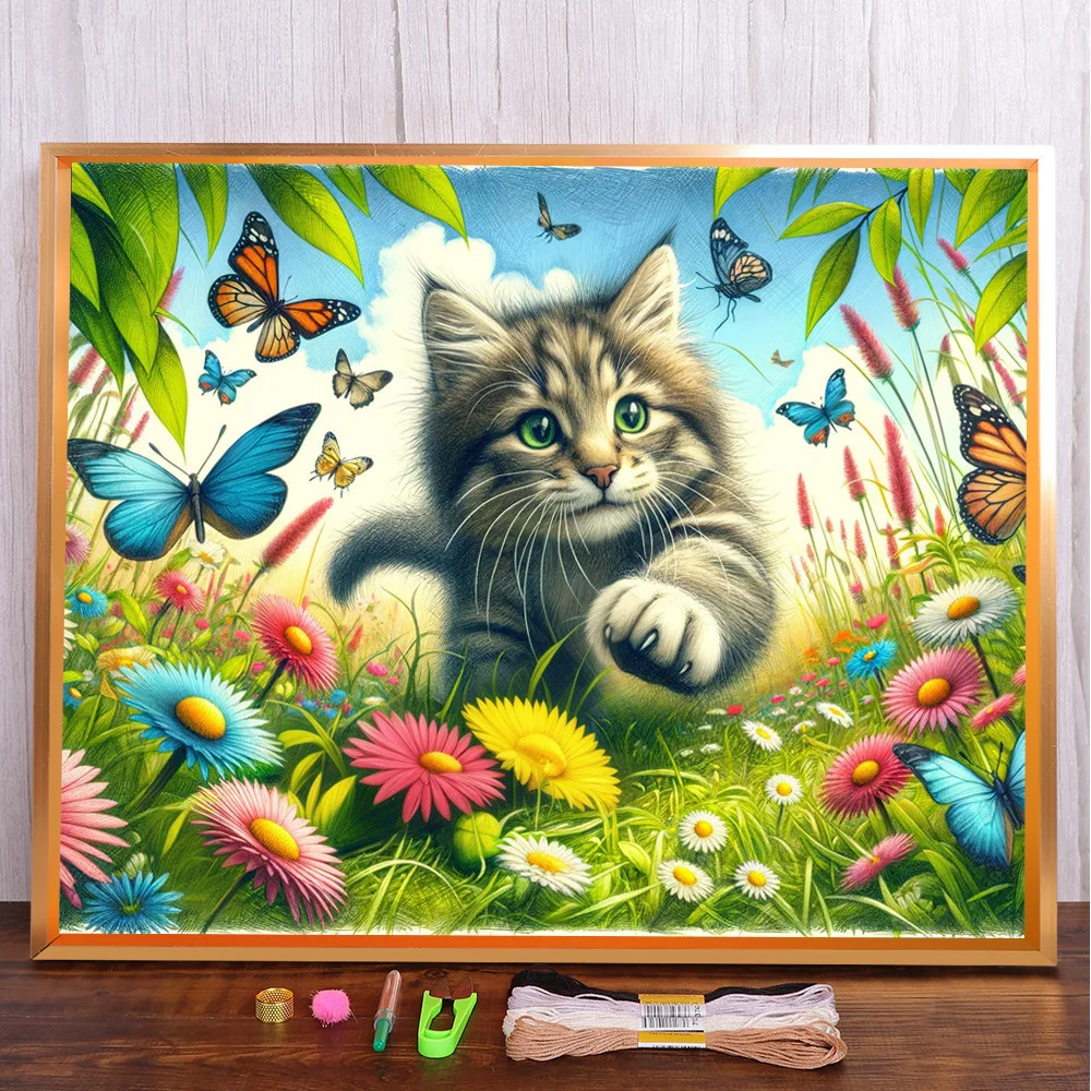 Cat Flower Printed Canvas Cross-Stitch DIY Embroidery Complete Kit Painting Knitting Sewing Handicraft Floss Room Decor Mulina
Cat Flower Printed Canvas Cross-Stitch DIY Embroidery Complete Kit Painting Knitting Sewing Handicraft Floss Room Decor Mulina