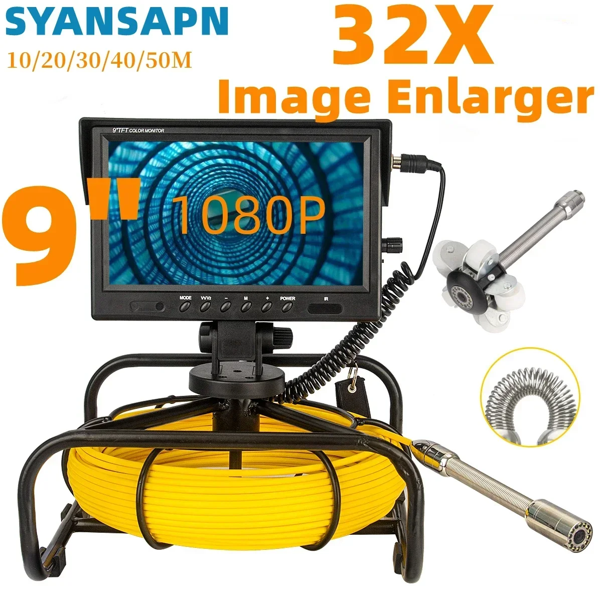 Pipe Inspection Camera SYASYANSPAN 9inch HD1080P Monitor 32X Image Enlarger , 23MM Head 8GB DVR Drain Industrial Endoscope IP68
Pipe Inspection Camera SYASYANSPAN 9inch HD1080P Monitor 32X Image Enlarger , 23MM Head 8GB DVR Drain Industrial Endoscope IP68