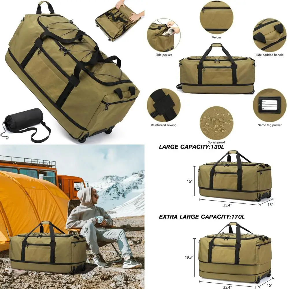 Очень большая расширяемая дорожная спортивная сумка объемом 130-170 л с колесами для мужчин и женщин — прочный багаж в стиле милитари
Очень большая расширяемая дорожная спортивная сумка объемом 130-170 л с колесами для мужчин и женщин — прочный багаж в стиле милитари