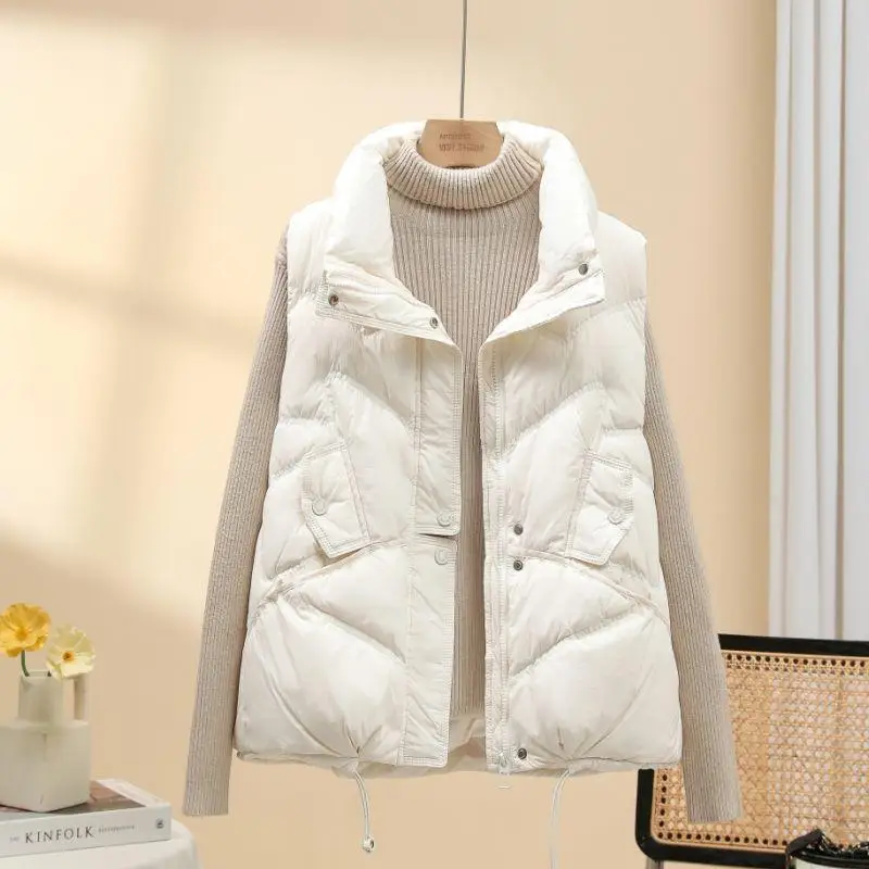 Белый утепленный жилет с воротником-стойкой, легкий, осенне-зимний, новая корейская версия, универсальный, с открытыми плечами
Белый утепленный жилет с воротником-стойкой, легкий, осенне-зимний, новая корейская версия, универсальный, с открытыми плечами