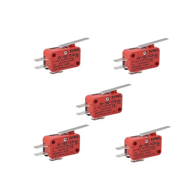 5pcs Xv-152-1C25 Hinge Lever Miniature Microswitch Red Silver Plastic Metal Ac125V 250V 15A 7.5A On Off Micro Pivot Handle Type
5pcs Xv-152-1C25 Hinge Lever Miniature Microswitch Red Silver Plastic Metal Ac125V 250V 15A 7.5A On Off Micro Pivot Handle Type