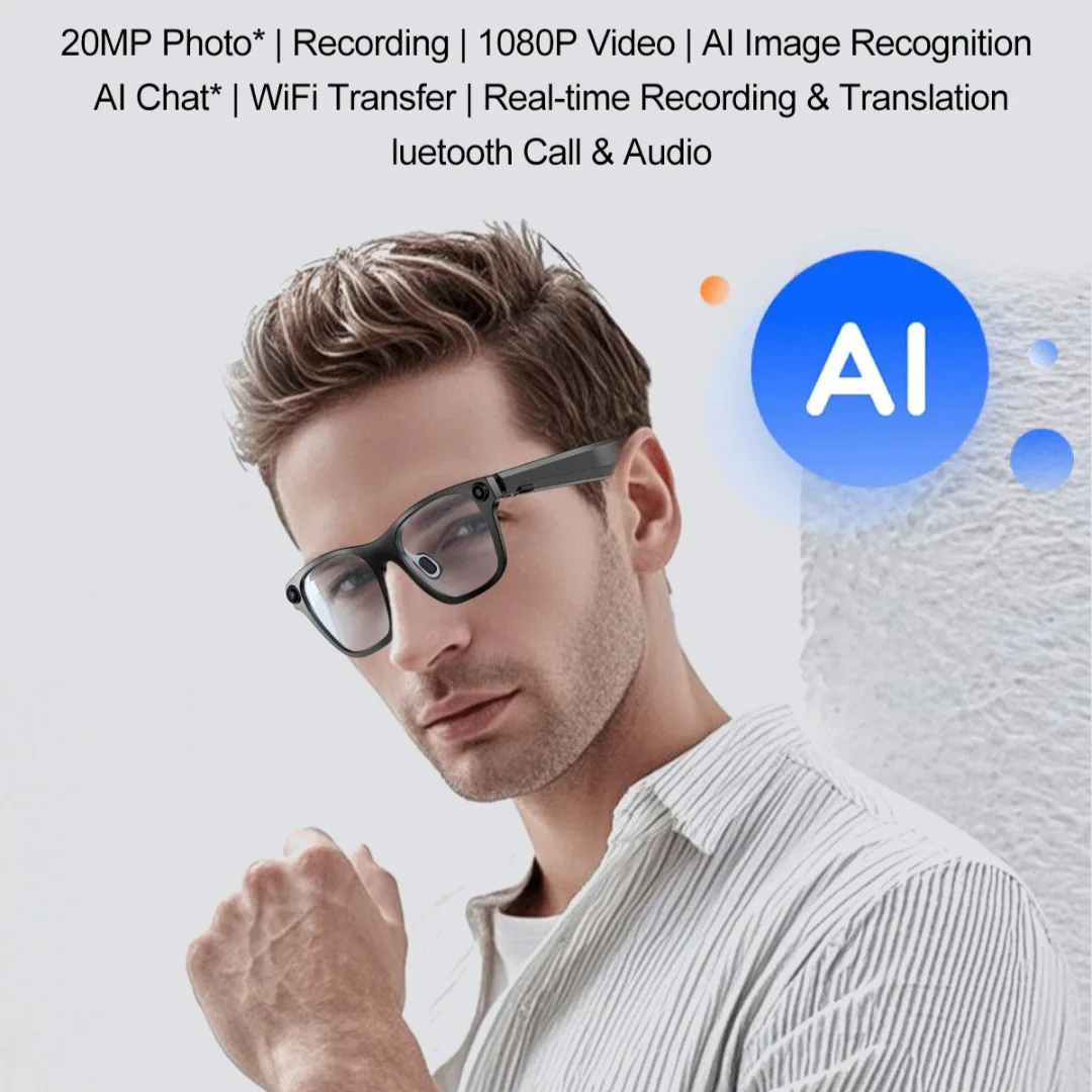 2000 Вт пикселей, интеллектуальные очки для съемки Wi-Fi Bluetooth, видео 1080 часов, интеллектуальное распознавание искусственного интеллекта, музыка, 120 часов в режиме ожидания, 32G
2000 Вт пикселей, интеллектуальные очки для съемки Wi-Fi Bluetooth, видео 1080 часов, интеллектуальное распознавание искусственного интеллекта, музыка, 120 часов в режиме ожидания, 32G