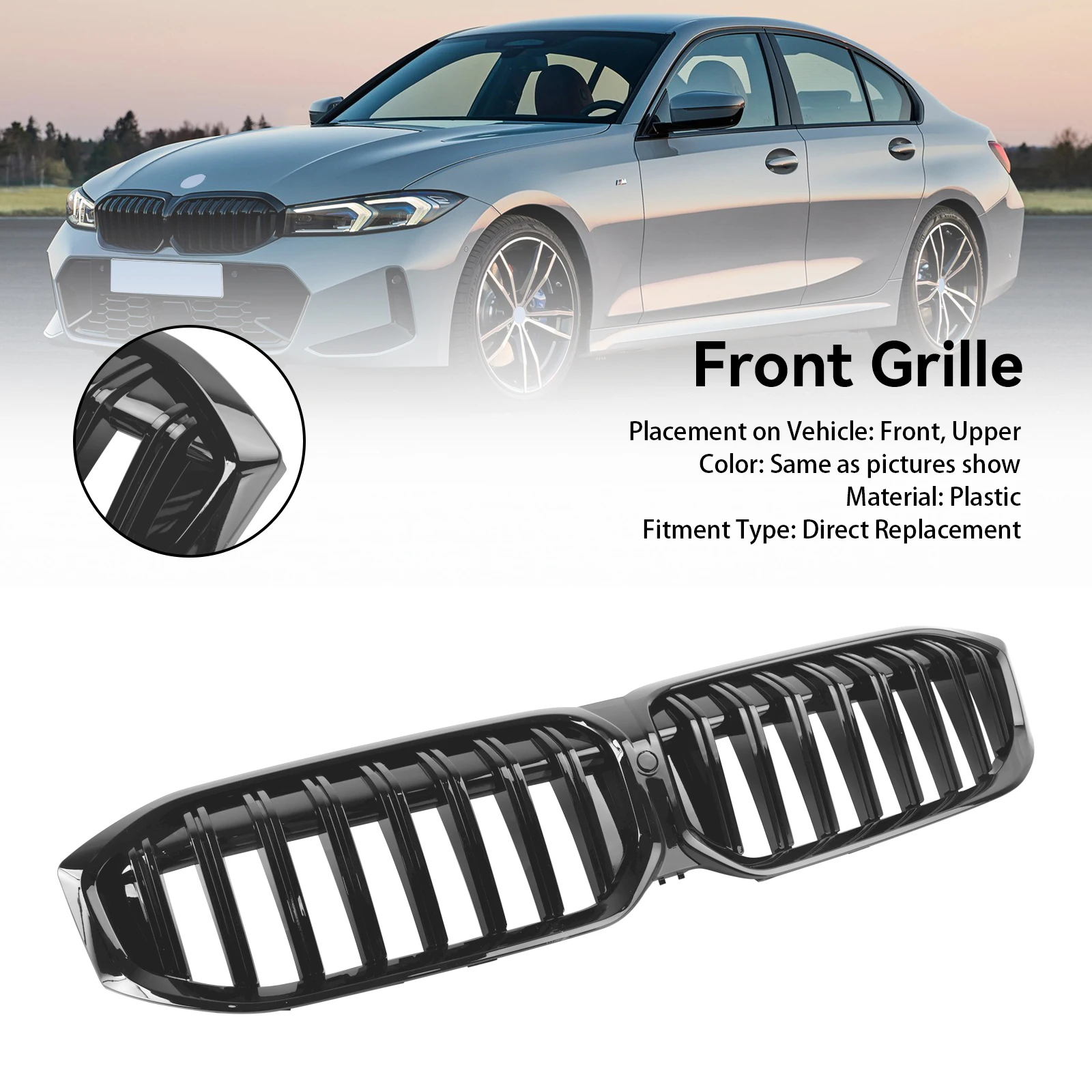 Глянцевая черная передняя решетка Artudatech, подходит для BMW G20 320i 330i M340i 2023-2024
Глянцевая черная передняя решетка Artudatech, подходит для BMW G20 320i 330i M340i 2023-2024