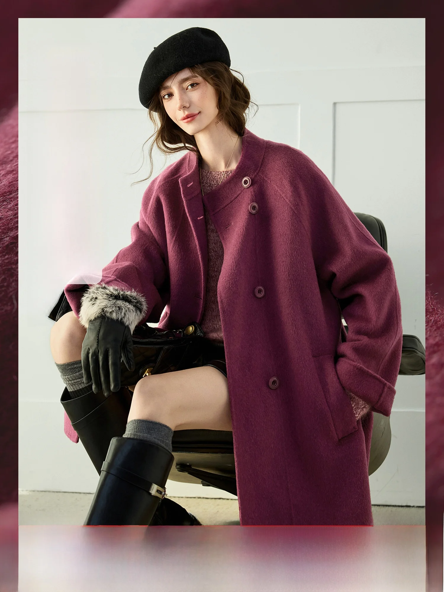NAGUAGU Pumpkin Valley Camel down Camere Wool Tailored Long Coat Women's Tweed Jaet Stand Collar Mid-Length Outerwear
NAGUAGU Pumpkin Valley Camel down Camere Wool Tailored Long Coat Women's Tweed Jaet Stand Collar Mid-Length Outerwear