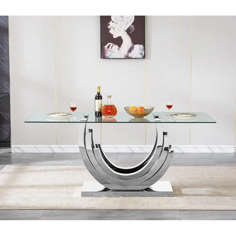 Tempered Glass Top Dining Table with Stainless Steel Base for Home Kitchen and Dining Room
Tempered Glass Top Dining Table with Stainless Steel Base for Home Kitchen and Dining Room