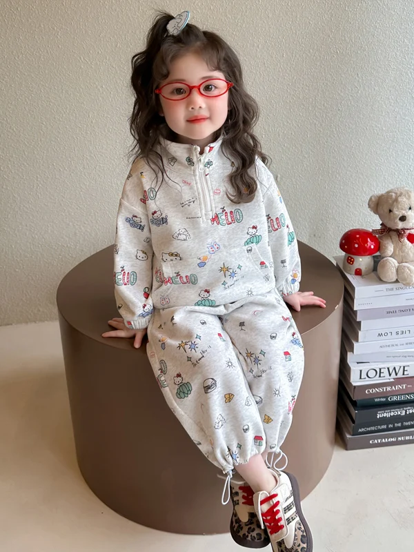Spring Faion Kids Cartoon Print Long Sve Spor Casual Girls Two-Piece Set Sli Trendy Children's Clothing Ensemble
Spring Faion Kids Cartoon Print Long Sve Spor Casual Girls Two-Piece Set Sli Trendy Children's Clothing Ensemble