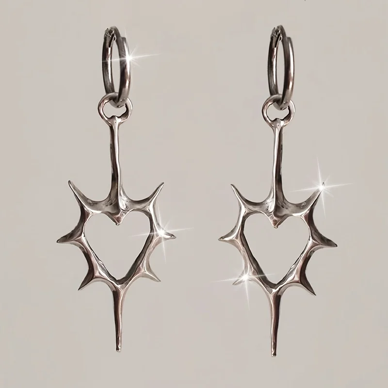 1 Pair Of Retro Gothic Style Thorn Heart Design Earrings, Heart-Shaped Earrings With Spikes, Neutral Earrings Holiday Party Gift
1 Pair Of Retro Gothic Style Thorn Heart Design Earrings, Heart-Shaped Earrings With Spikes, Neutral Earrings Holiday Party Gift