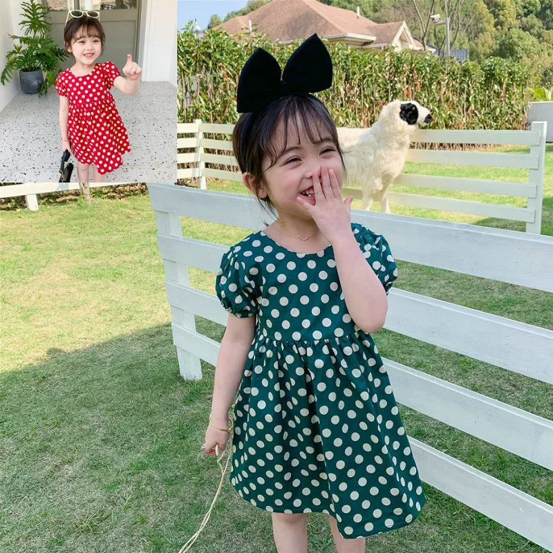 Summer Baby and Girls Cotton All-Over Printed Dots Cross Backless Puff Sleeves Dresses Kids Outfit Children Sweet Skirt 2-8 Yr
Summer Baby and Girls Cotton All-Over Printed Dots Cross Backless Puff Sleeves Dresses Kids Outfit Children Sweet Skirt 2-8 Yr