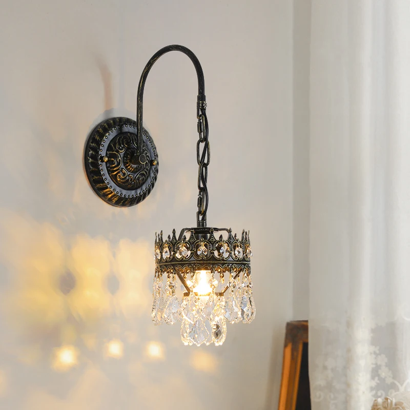 French vintage crystal wall lamp American living room sofa TV background wall lamp corridor aisle bedroom bedside lamp
French vintage crystal wall lamp American living room sofa TV background wall lamp corridor aisle bedroom bedside lamp