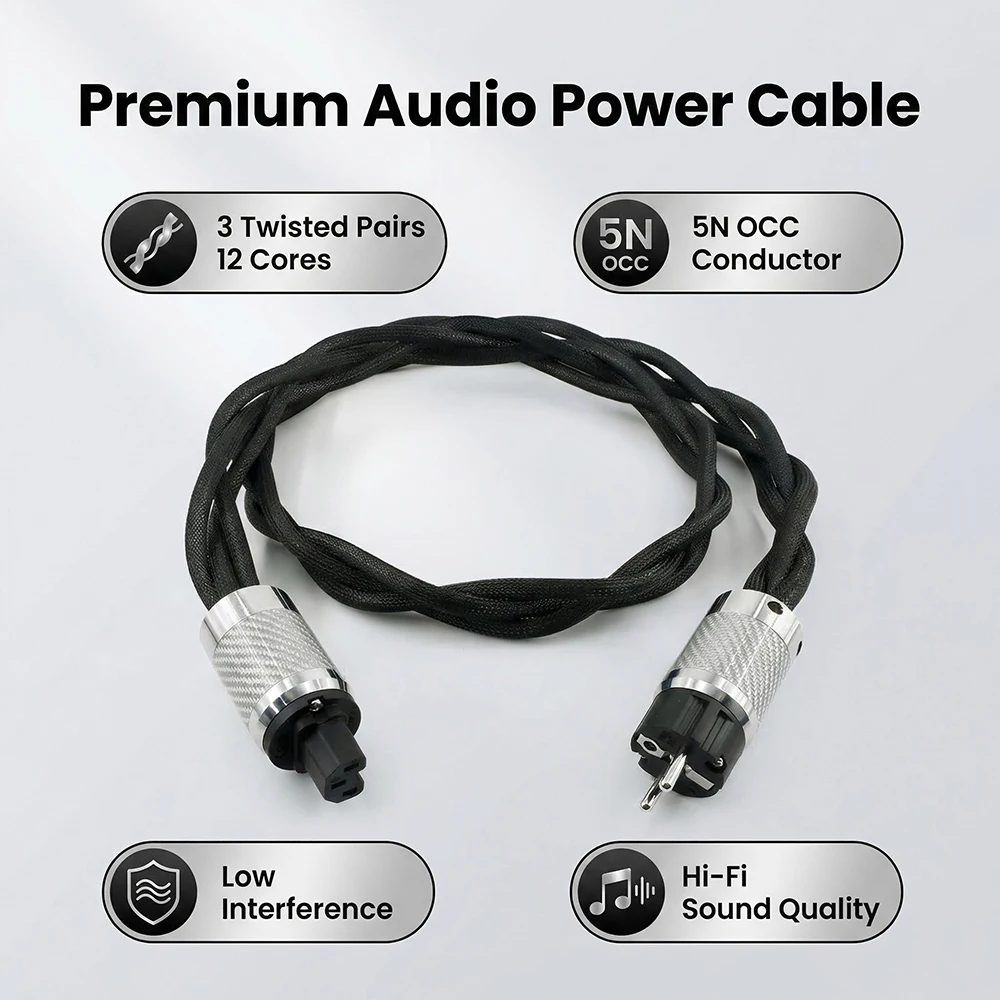 Aouyade 5N OCC Single Silver Hifi Power Cord AC Audiophile Carbon Fiber US/EU/AU Schuko Plug Power Cable for Amplifier DAC CD
Aouyade 5N OCC Single Silver Hifi Power Cord AC Audiophile Carbon Fiber US/EU/AU Schuko Plug Power Cable for Amplifier DAC CD