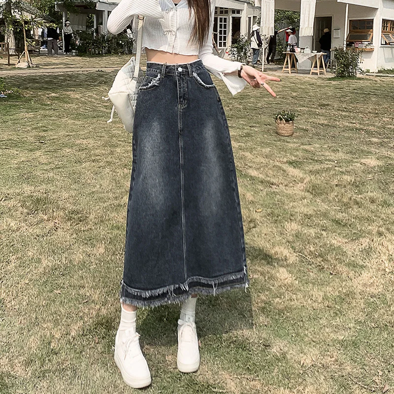 Retro Women's Skirt Distressed Denim High Waist A Line Midi Length Loose Summer Spring Casual
Retro Women's Skirt Distressed Denim High Waist A Line Midi Length Loose Summer Spring Casual