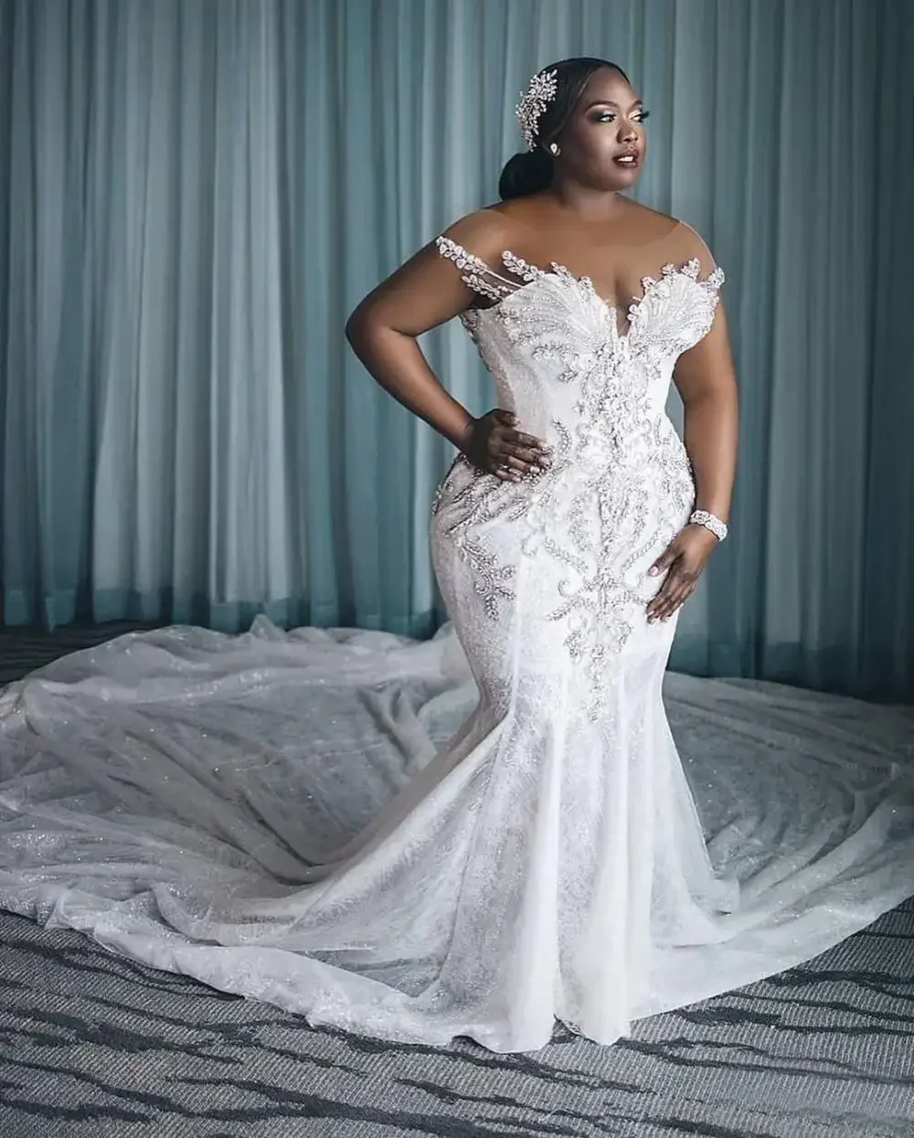 Customized Arabic Aso Ebi Plus Size Wedding Dresses African Crystal Sheer Neck Lace Mermaid Bridal Dress 2025 Vestido De Novia
Customized Arabic Aso Ebi Plus Size Wedding Dresses African Crystal Sheer Neck Lace Mermaid Bridal Dress 2025 Vestido De Novia
