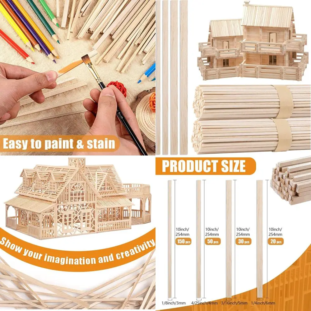 250Pcs Balsa Wood Sticks, Square Wooden Dowels 1/8, 4/25, 3/16, 1/4 x 10 Inch, Hardwood Square Dowels Uninished Wooden Strips or
250Pcs Balsa Wood Sticks, Square Wooden Dowels 1/8, 4/25, 3/16, 1/4 x 10 Inch, Hardwood Square Dowels Uninished Wooden Strips or