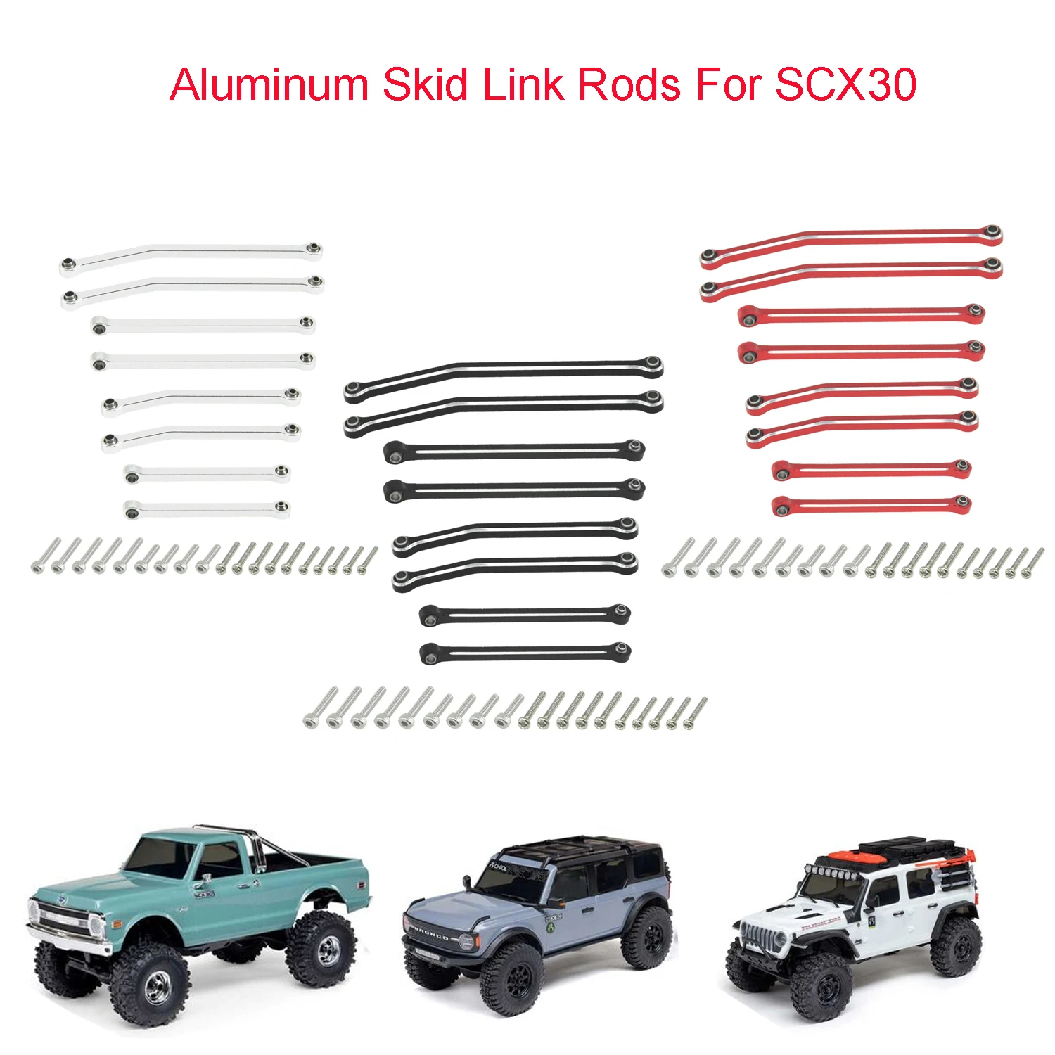 Aluminum Skid Link Rods for SCX30 Cars Upgrade Parts 8pcs/set
Aluminum Skid Link Rods for SCX30 Cars Upgrade Parts 8pcs/set