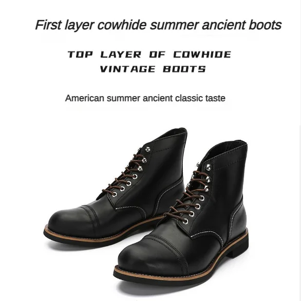 Top Layer Cowhide Motorcycle Boots Waterproof American Retro Leather Outdoor Wear-resistant and Shock-absorbing Off-road Shoes
Top Layer Cowhide Motorcycle Boots Waterproof American Retro Leather Outdoor Wear-resistant and Shock-absorbing Off-road Shoes