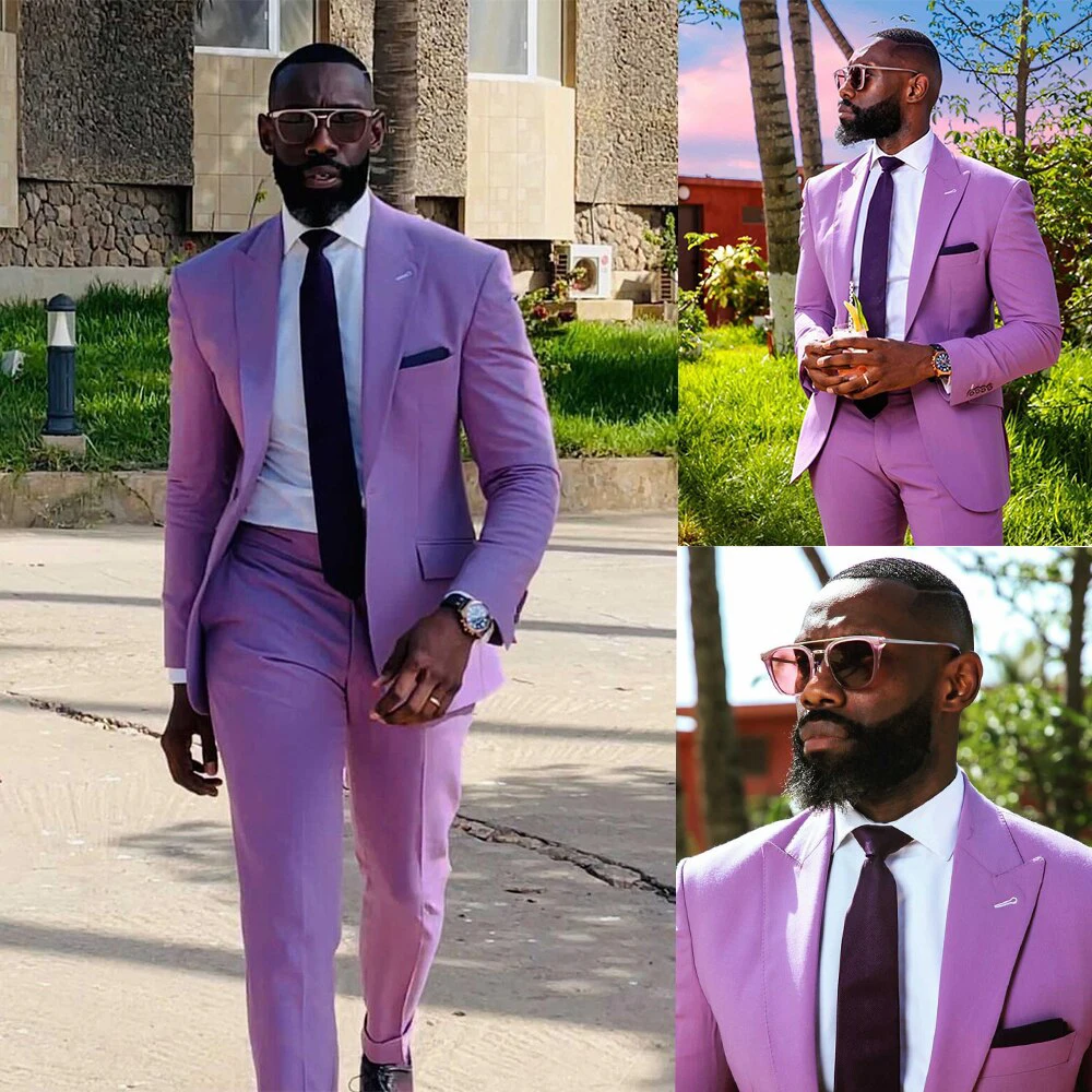 Men Suit Blazer Costume Hombre Purple Single Breasted Leisure Wedding Groomsmen Two Piece Jacket Pants Slim Fit Custom Made
Men Suit Blazer Costume Hombre Purple Single Breasted Leisure Wedding Groomsmen Two Piece Jacket Pants Slim Fit Custom Made