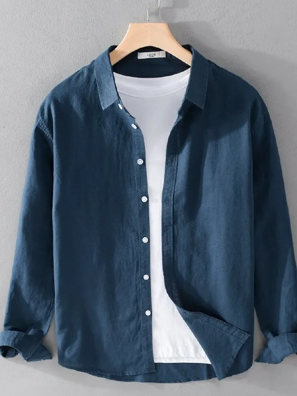 Свободный крой Long Sve Cotton Linen irt Светло-голубой универсальный повседневный весенний топ для молодых мужчин Faionable Urban Sle
Свободный крой Long Sve Cotton Linen irt Светло-голубой универсальный повседневный весенний топ для молодых мужчин Faionable Urban Sle